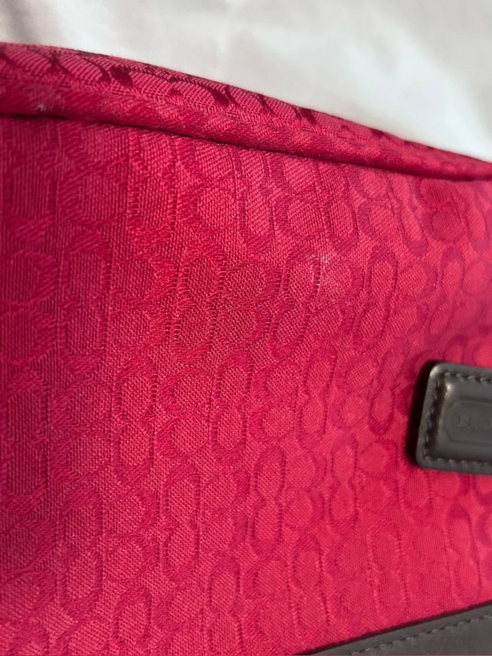 Coach Red Toiletries Bag Leather Accents and Handles - Picture 10 of 12